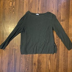 J.Jill Pullover Side Zip Cotton Blend Sweater Olive Green 3/4 sleeve M Petite